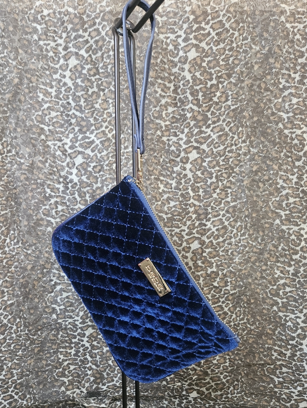 Bebe Velvet Peacock Quilted Wristlet